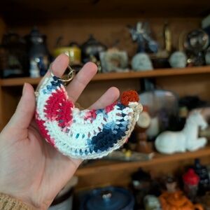 Handcrafted Multicolor Crochet Chicken Keychain
